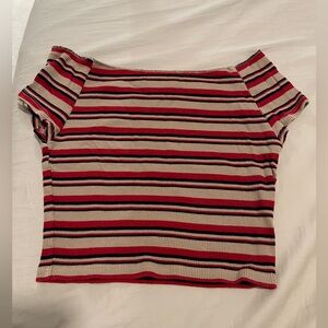 Brandy Melville Ribbed Striped Cotton Crop Top – One Size